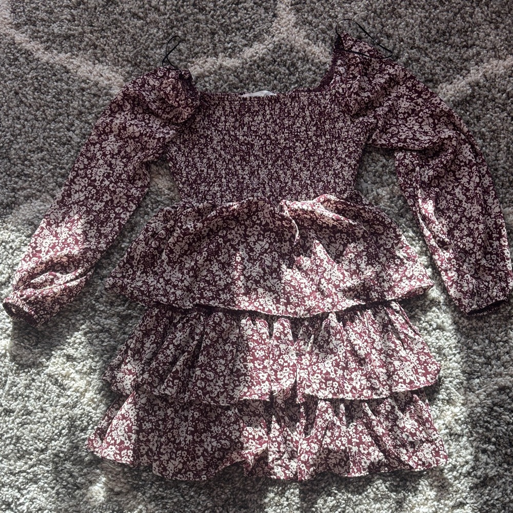 Altar'd State Burgundy and Cream Textured Top